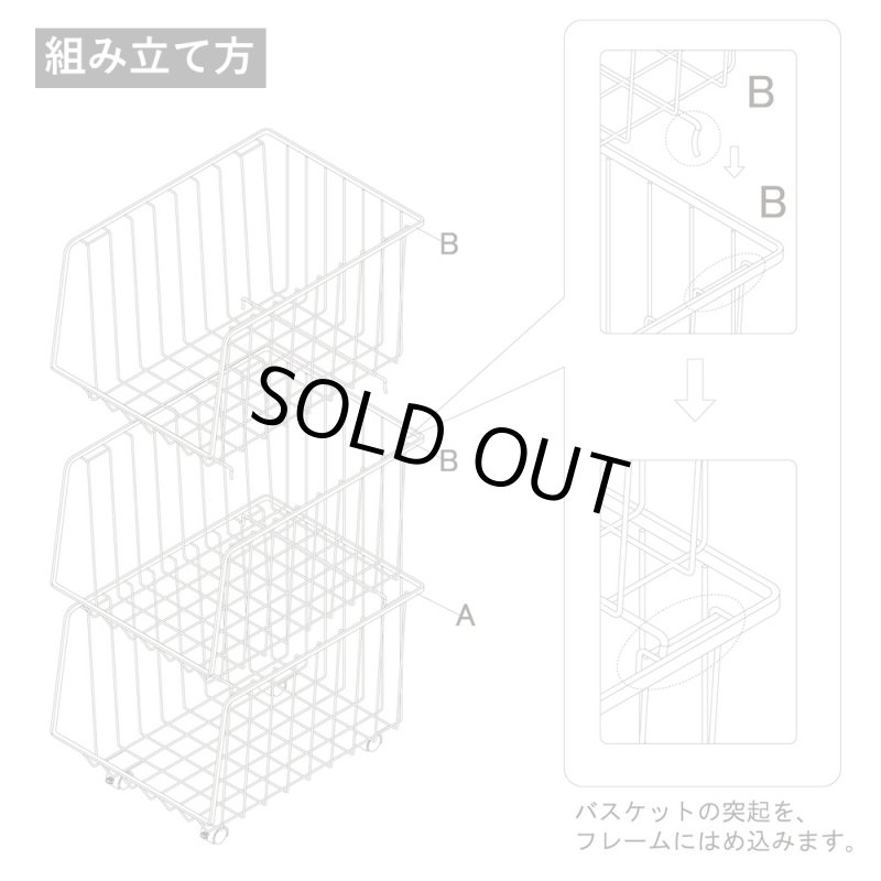 画像16: スタイリッシュなワイヤーバスケットワゴン ４段 積み重ね可能 モダンデザイン 強度・耐久性の高いスチール製のキャスターワゴン ショップ用什器 (16)