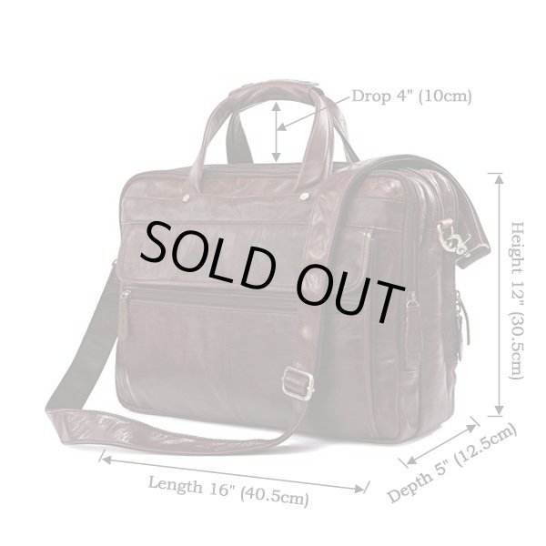 画像6: ビジネスバッグ 牛革 メンズ 軽量 2ウェイ 柔らかレザー ブラウン 収納たくさん (6)