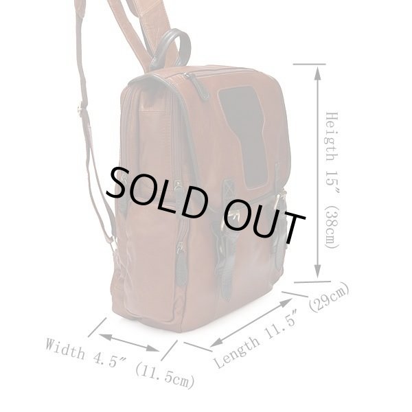 画像6: 【限定1点】レザーリュックサック レザーバック カジュアル メンズ/レディース 牛革 ブラウン 軽量 (6)