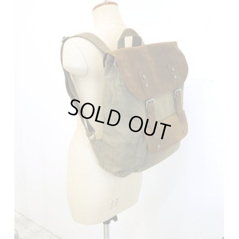 画像3: 革と布のメンズカジュアルリュック　ベージュ　レザーリュック (3)
