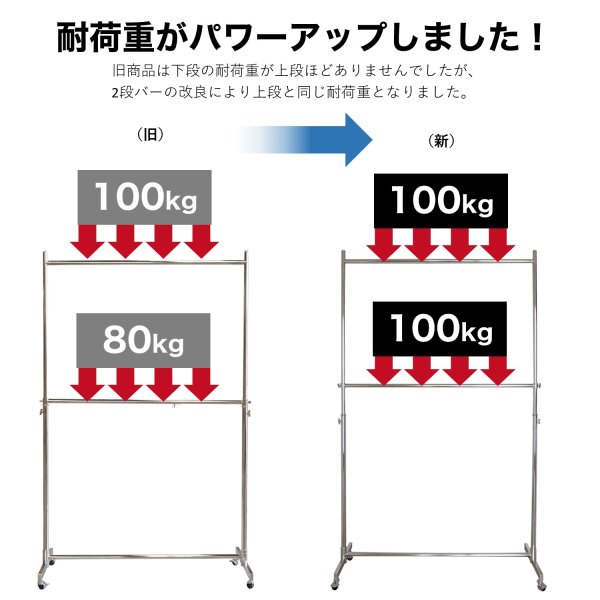 画像7: 【送料無料】収納2倍!業務用ハンガーラックストロンガー幅120cm 2段バーセット (7)
