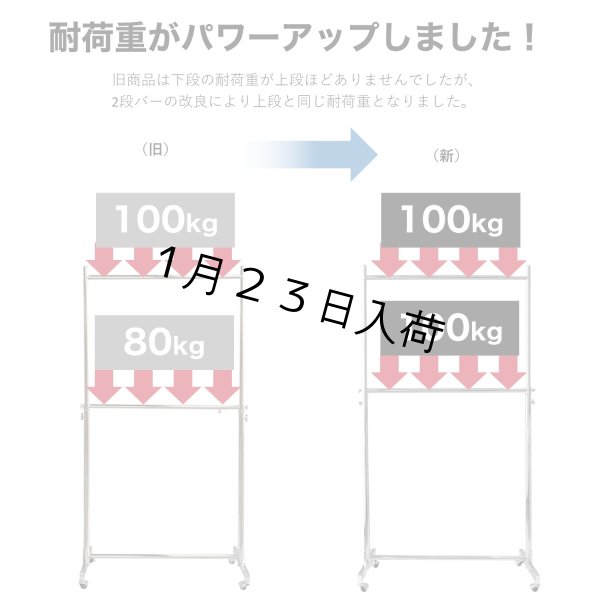 画像7: 収納2倍！業務用ハンガーラックストロンガー幅90cm 2段バーセット (7)