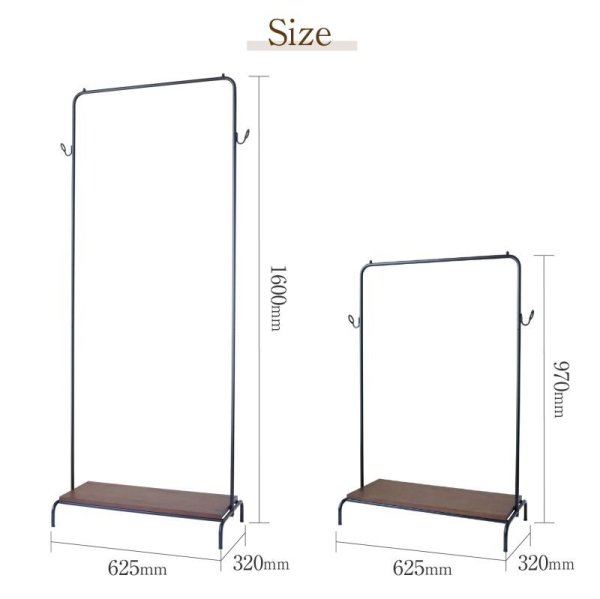 画像8: 【棚付き】アイアンハンガーラック2WAY 子供から大人まで使える高さ調節 (8)