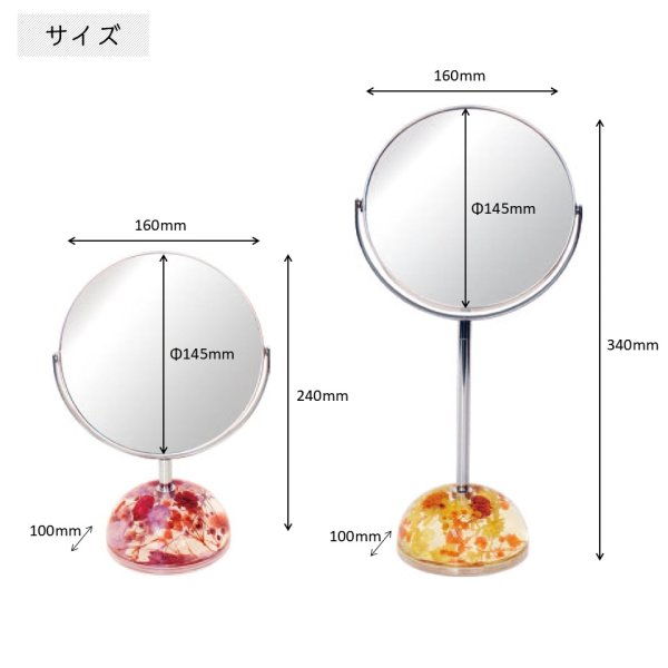 画像5: 優雅なハーバリウムベースの両面卓上スタンドミラー　2倍拡大・7倍拡大 (5)