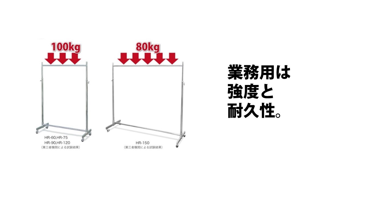 業務用ハンガーラックは強度と耐久性が求められる。