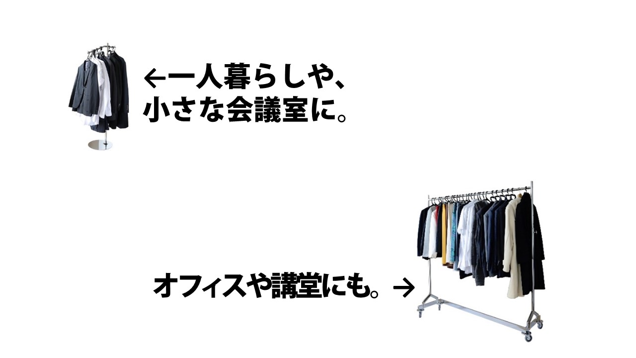 ハンガーラックは使用するお部屋に合わせて、H型やI形などを選びましょう。