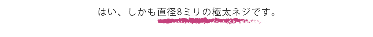 はい、しかも直径8ミリの極太ネジです。