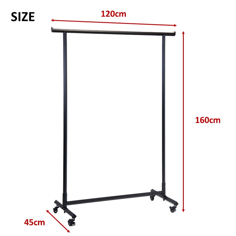 ブラックダイアモンド・ハンガーラックのサイズは幅120cm×奥行き45cm×高さ160cm。