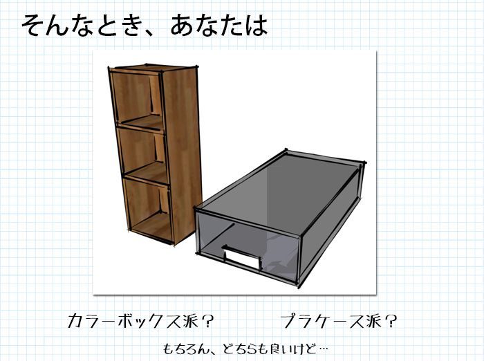 そんな時あなたは、カラーボックス？プラスチックケースに収納する？